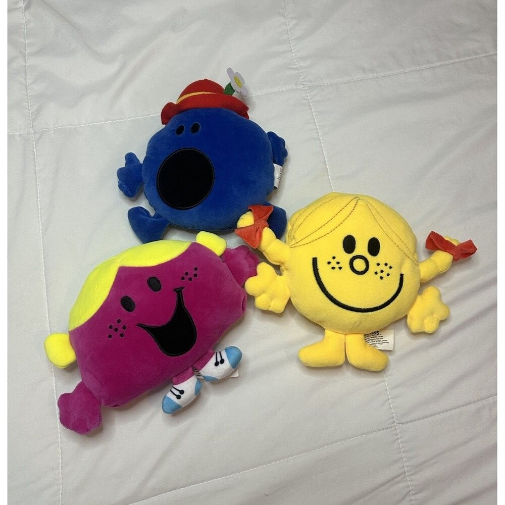 Lot of 3 Little Miss Memes Mr Men Plush Stuffed Toys Sunshine 2023 Thoip Sanrio